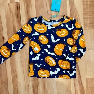 Posh Peanut Navy and Orange Pumpkin Shirt